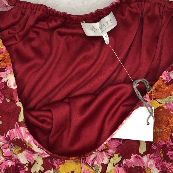 WAYF Square Neck Floral Cropped Top Sheer Sleeves Medium - Picture 11 of 15